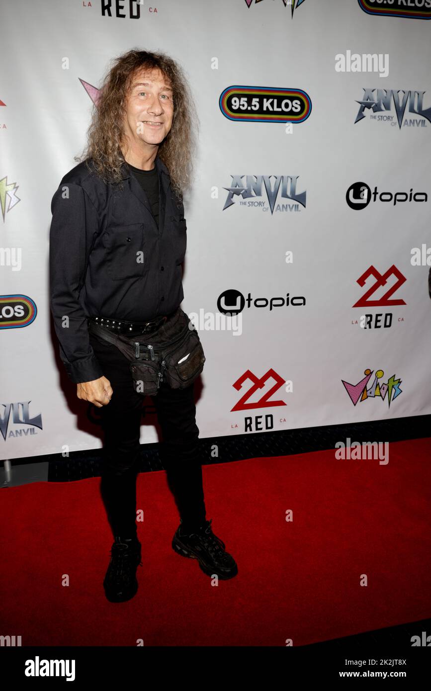 Los Angeles, CA - Sept 22, 2022 - Steve 'Lips' Kudlow attends the red-carpet premiere of the “Anvil! The Story Of Anvil” at the Saban Theatre Stock Photo