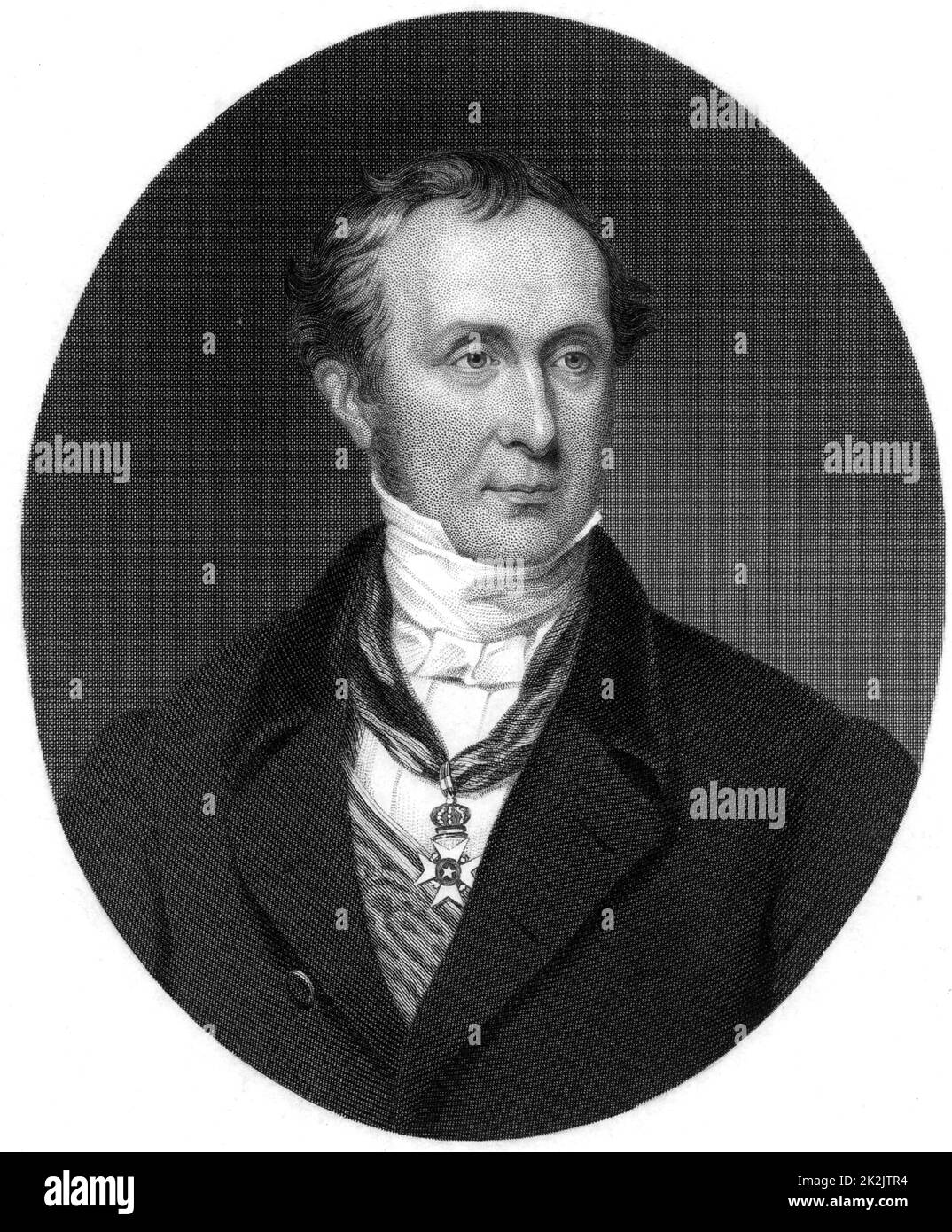 Roderick Impey Murchison 1792-1871) Scottish born British geologist. Defined Silurian system, 1835, Permian system, c1845, and in co-operation with Adam Sedgwick (1785-1873), the Devonian system. Fellow of the Royal Society, 1826. Director-general of the Geological Survey, 1855. President of the Royal Geographical Society, 1843. From 'Life of Sir Roderick I. Murchison' by Archibald Geikie (London, 1875). Engraving. Stock Photo