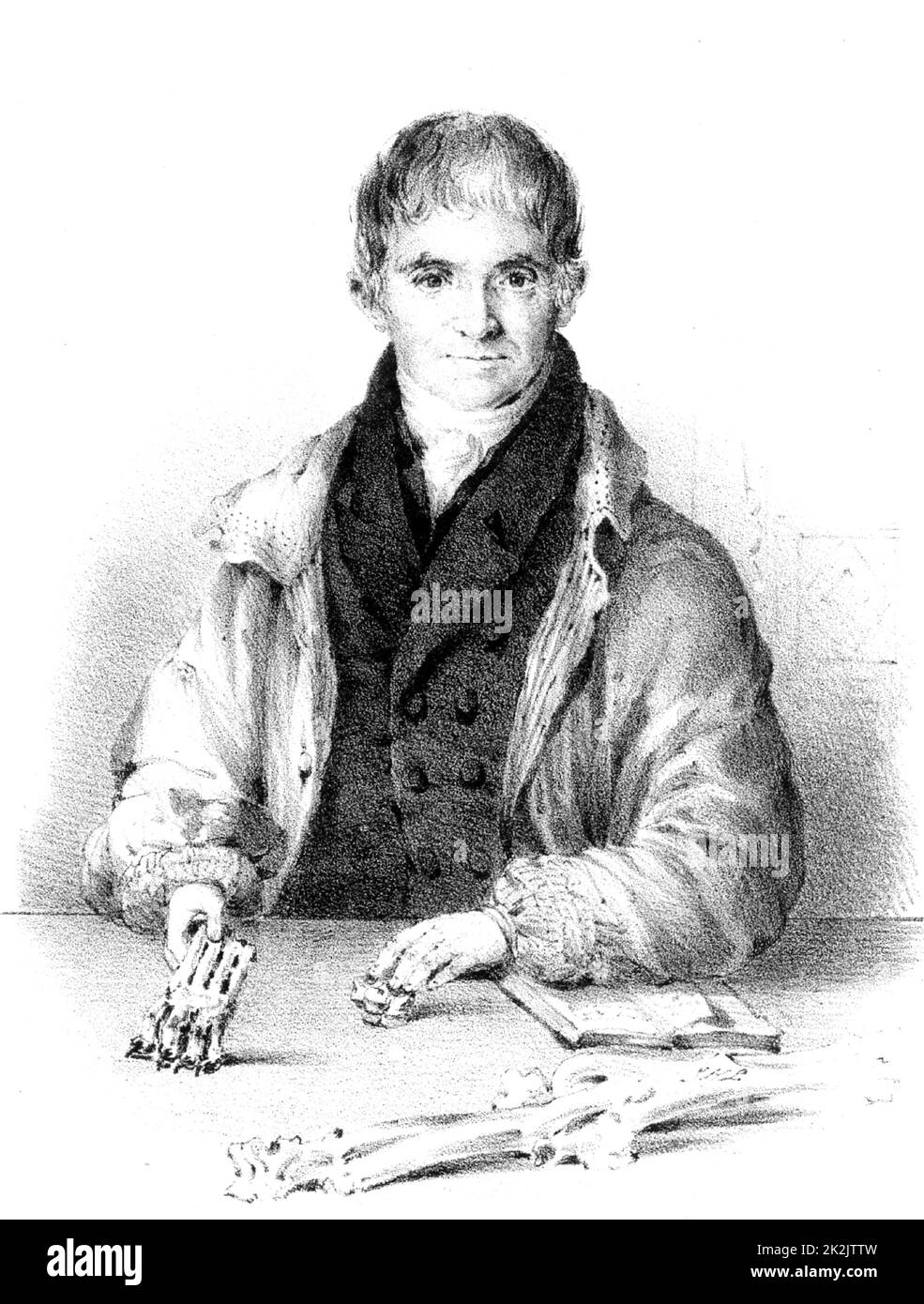 William Beard (1772-1868), English farmer turned fossil collector from North Somerset. In the 1820s workmen broke through into the Banwell Bone Cave. Between then and about 1840 Beard collected thousands of specimens of fossilised animal bones and his collection is now in the Castle Museum, Taunton, Somerset. He was sponsored by George Henry Law (1761-1845), Bishop of Bath and Wells, who considered the finds to be proof of Noah's Flood. Beard at 57, lithograph from 'Delineations of Somersetshire' by John Rutter (Shaftesbury, 1829). Stock Photo