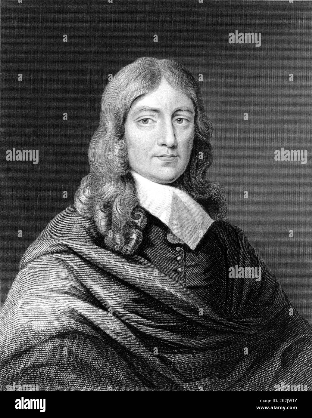 John Milton (1608-1674) English poet, born at Cheapside, London. Engraving. British Literature Stock Photo