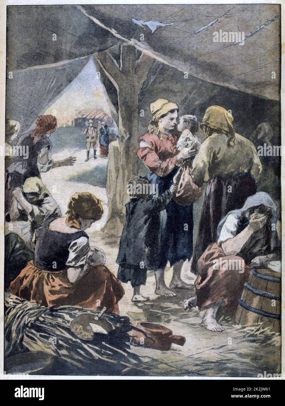 Boer families in British prison camp. 2nd Boer War 1899-1902. From 'Le Petit Journal', Paris, 20 January 1901 Stock Photo