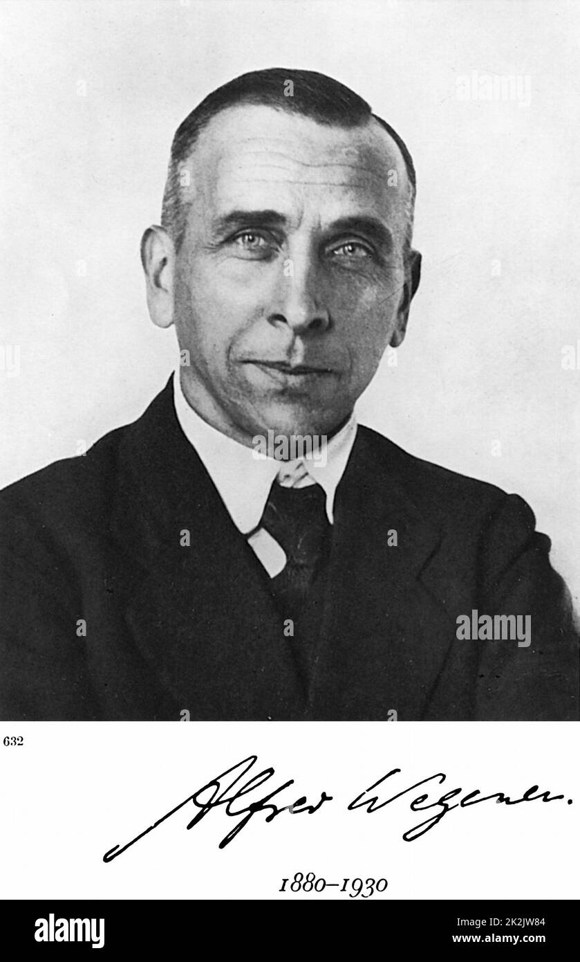 Alfred Lothar Wegener (1880-1930) German geophysicist and meteorologist. Continental Drift (Wegener Hypothesis: 1915). Stock Photo