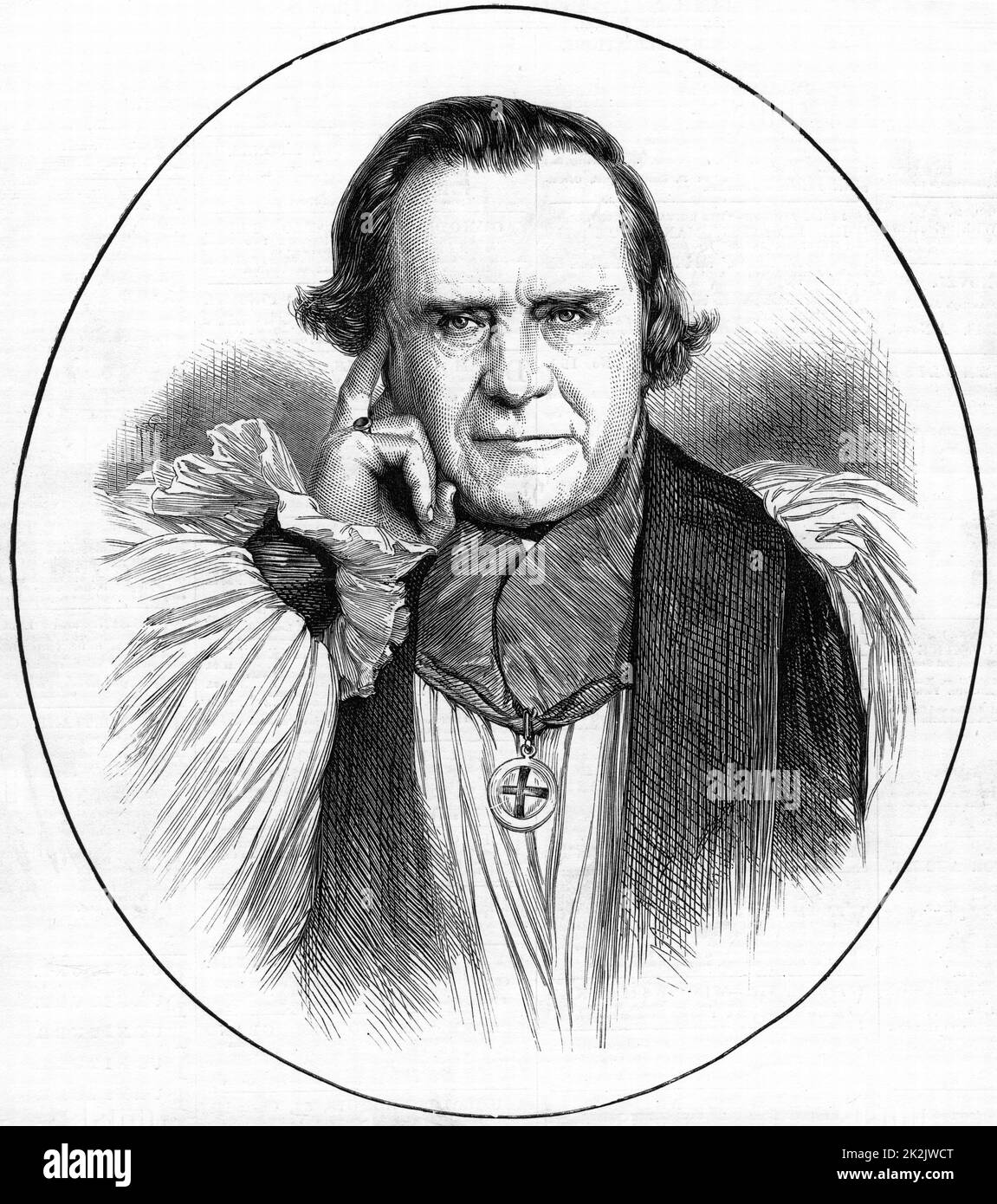 Samuel Wilberforce (1805-1873) English prelate, third son of abolitionist William Wilberforce. Bishop of Oxford 1845, Bishop of Winchester 1869. Known as 'Soapy Sam' for his charm. Opposed Darwinism. From 'The Illustrated London News', 26 July 1873 Stock Photo