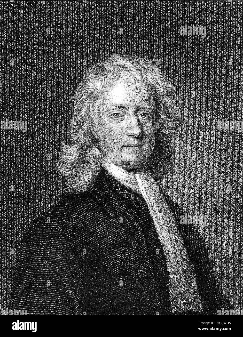 Isaac Newton (1642-1727) English mathematician and physicist. Engraving after the portrait by Enoch Seeman Stock Photo