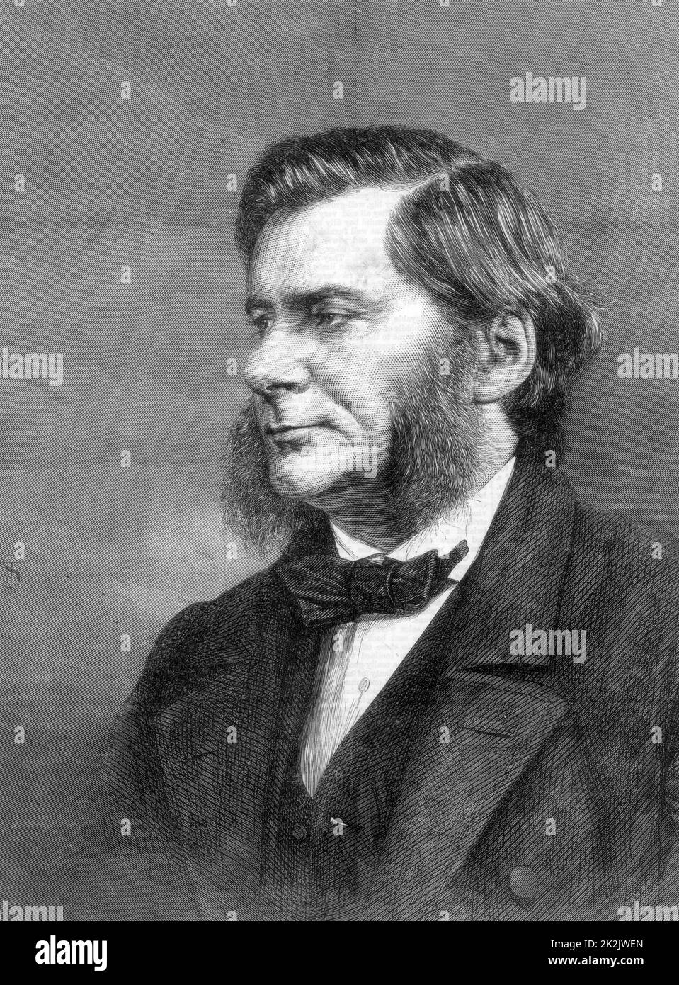 Thomas Henry Huxley (1823-1883) British biologist, 1871. Huxley at the time of his presidency of the British Association for the Advancement of Science. Was known as 'Darwin's bulldog' for his championship of evolution by natural selection after the publication of Darwin's 'On the Origin of Species' in 1859. From 'The Illustrated London News'. (London, 17 September 1870). Engraving. Stock Photo