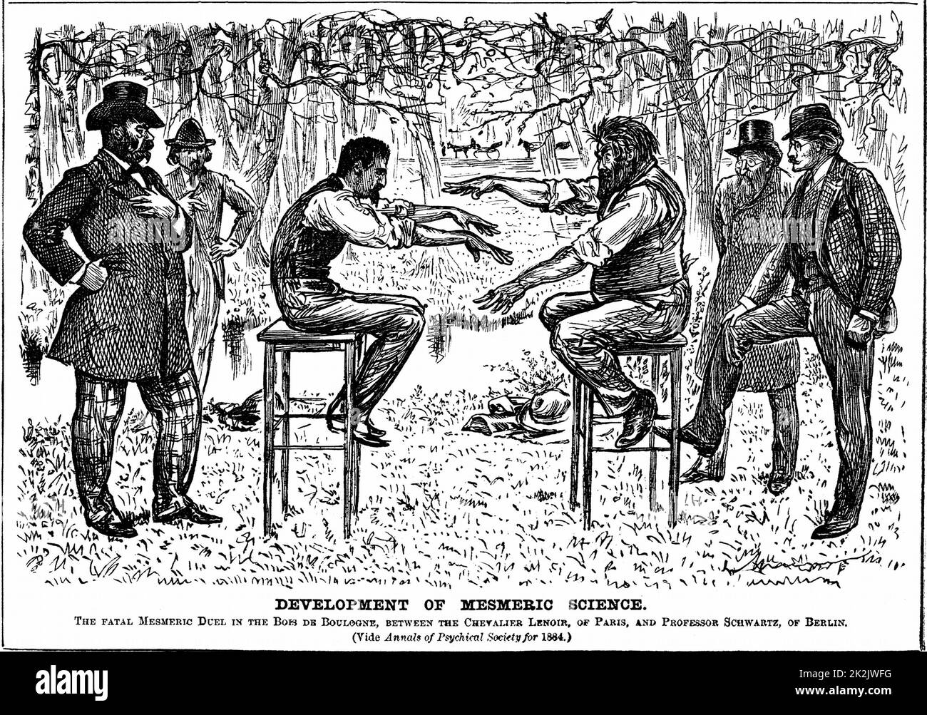 George du Maurier cartoon on the revival of Mesmerism. From 'Punch', London, 4 December 1883. Stock Photo