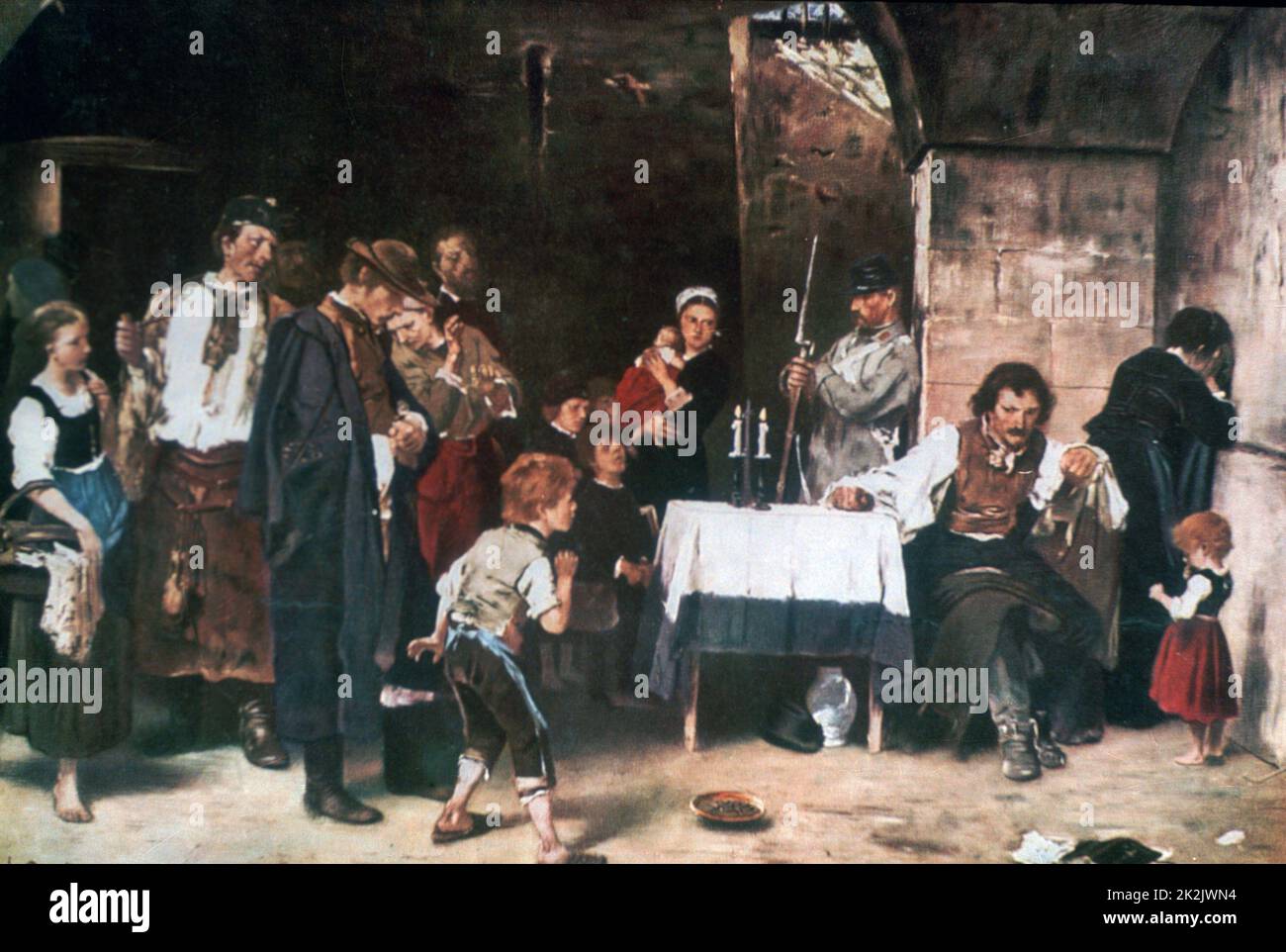Mihály Munkácsy Hungarian school The Condemned Cell II 1870 Oil on wood (139 × 193.5 cm) Budapest, Hungarian National Gallery Stock Photo