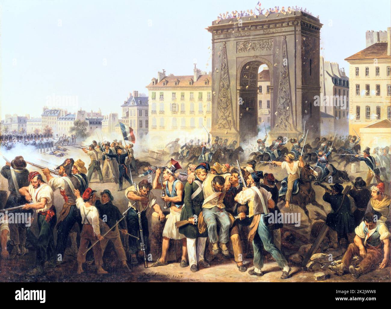 Hippolyte Le Comte (1781-1857) Battle for Porte Saint Denis July 1830 Stock Photo