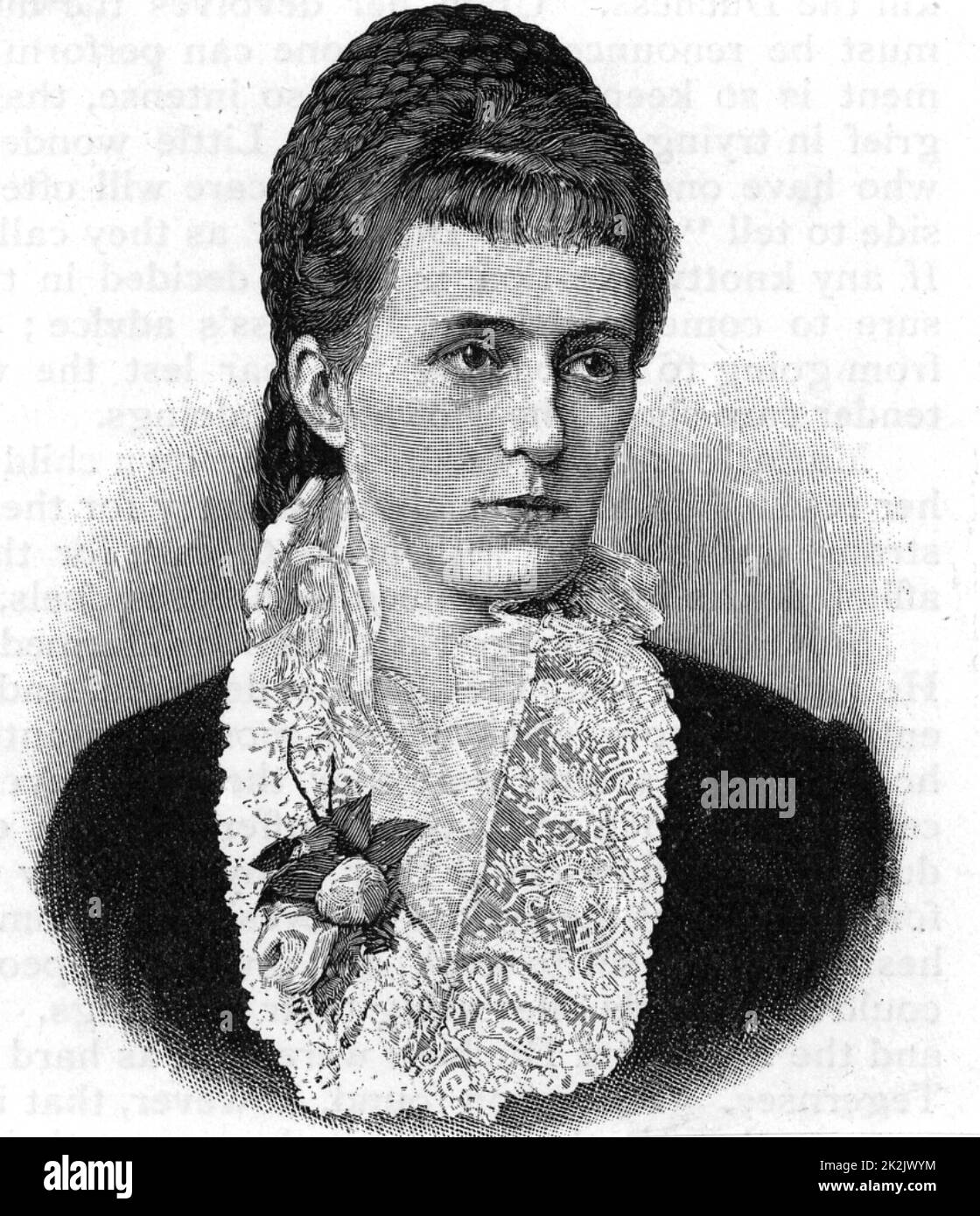 Maria Josepha de Braganca, Duchess of Bavaria (1857-1943) who assisted her husband the Duke, an ophthalmologist, in his work, particularly on cataracts, in his hospital at Tegernsee, Bavaria, Germany. From 'The English Illustrated Magazine' (London, 1891). Engraving. Stock Photo