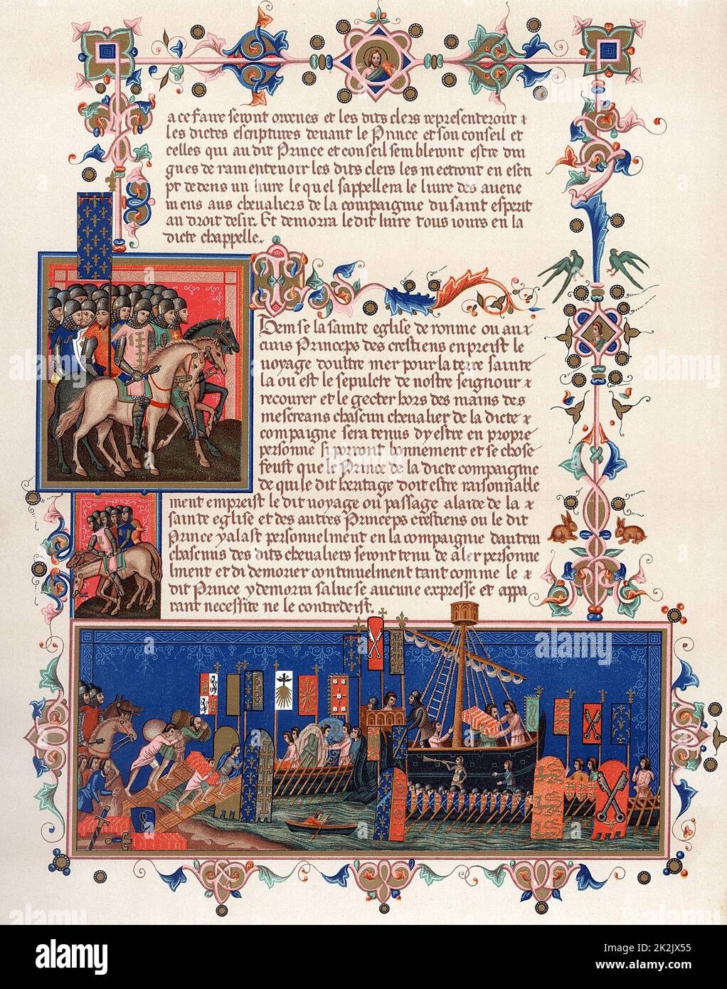 Louis Ix (1214-1270) Nalso Known As Saint Louis King Of France 1226-1270  Embarking On A Crusade French Ms Illumination 15Th Century Poster Print by