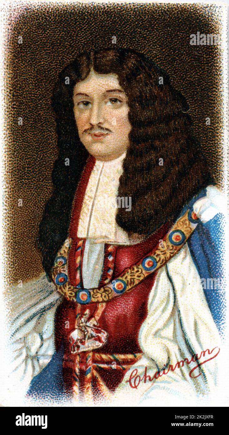 Charles II (1630-85) King of Great Britain and Ireland from 1660 after restoration of the monarchy. Chromolithograph after portrait by John Greenhill Stock Photo