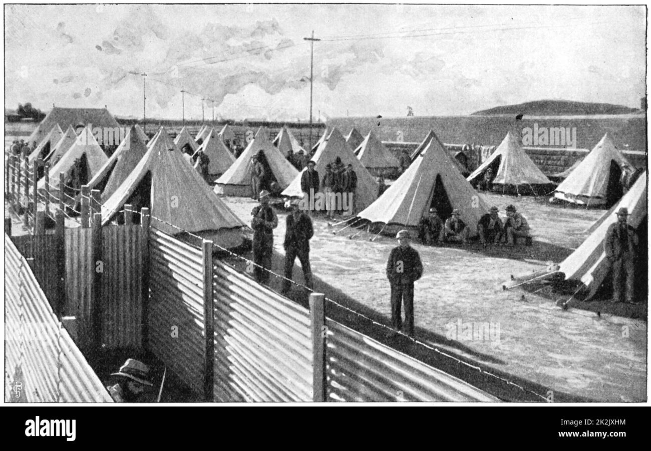 Boer prisoners in camp at Bloemfontein. 2nd Boer War 1899-1902. Stock Photo