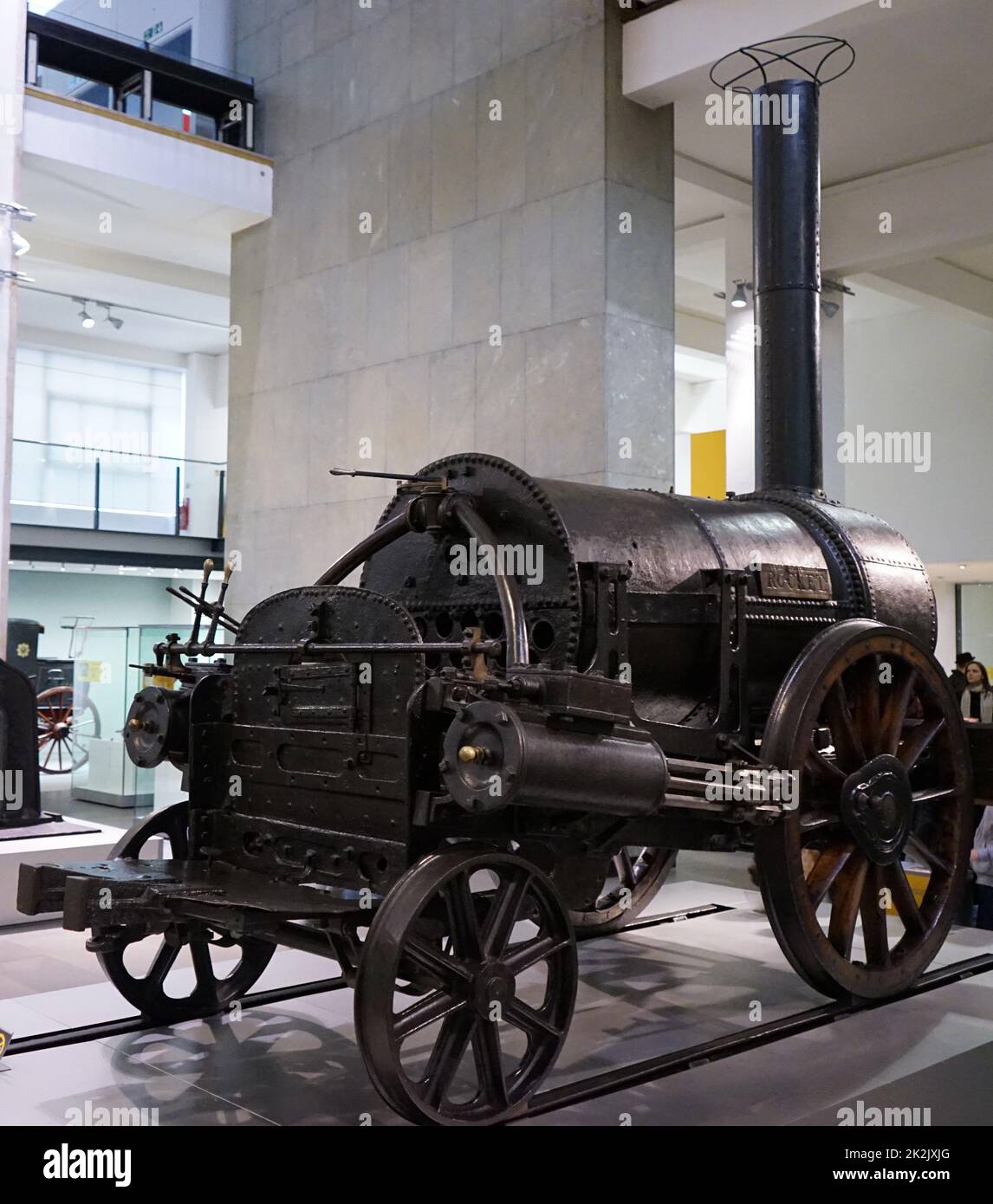 Example of the Stephenson's Rocket, an early steam locomotive designed by Robert Stephenson (1803-1859) an early railway engineer. Dated 19th Century Stock Photo