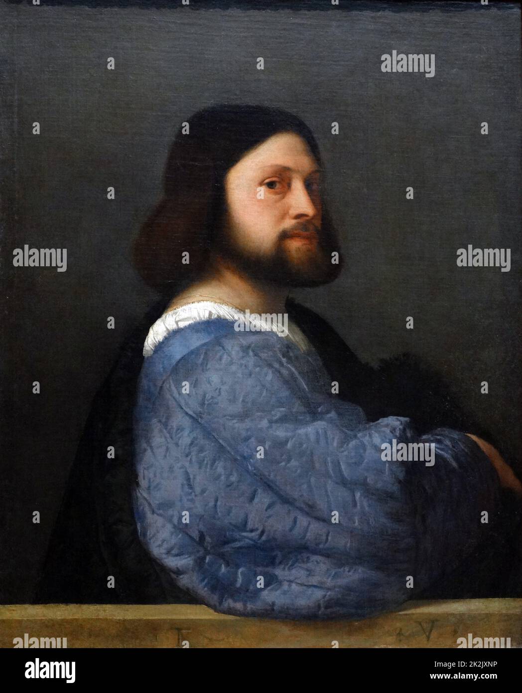 Painting titled 'Portrait of Gerolamo (?) Barbarigo' by Titian , an Italian painter and member of the Venetian School. Dated 16th Century Stock Photo