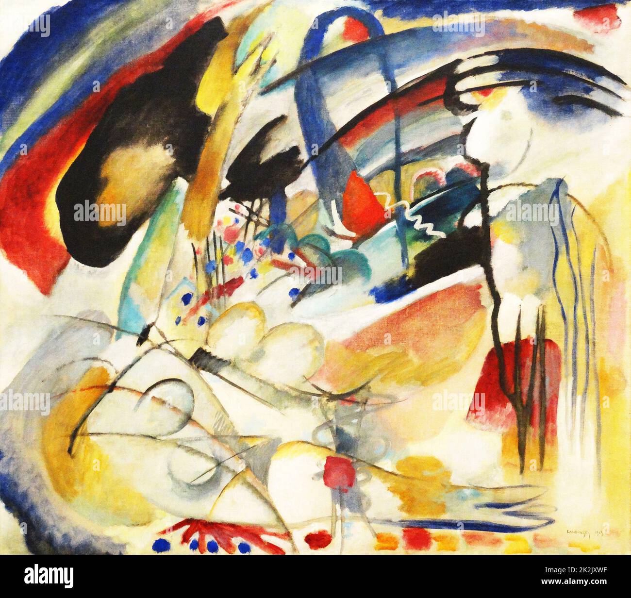 Improvisation 33 (Orient 1) (oil on canvas, 88 x 100 cm) by Wassily Kandinsky (1866-1944) an influential Russian painter and art theorist. He is credited with painting the first purely abstract works. Stock Photo