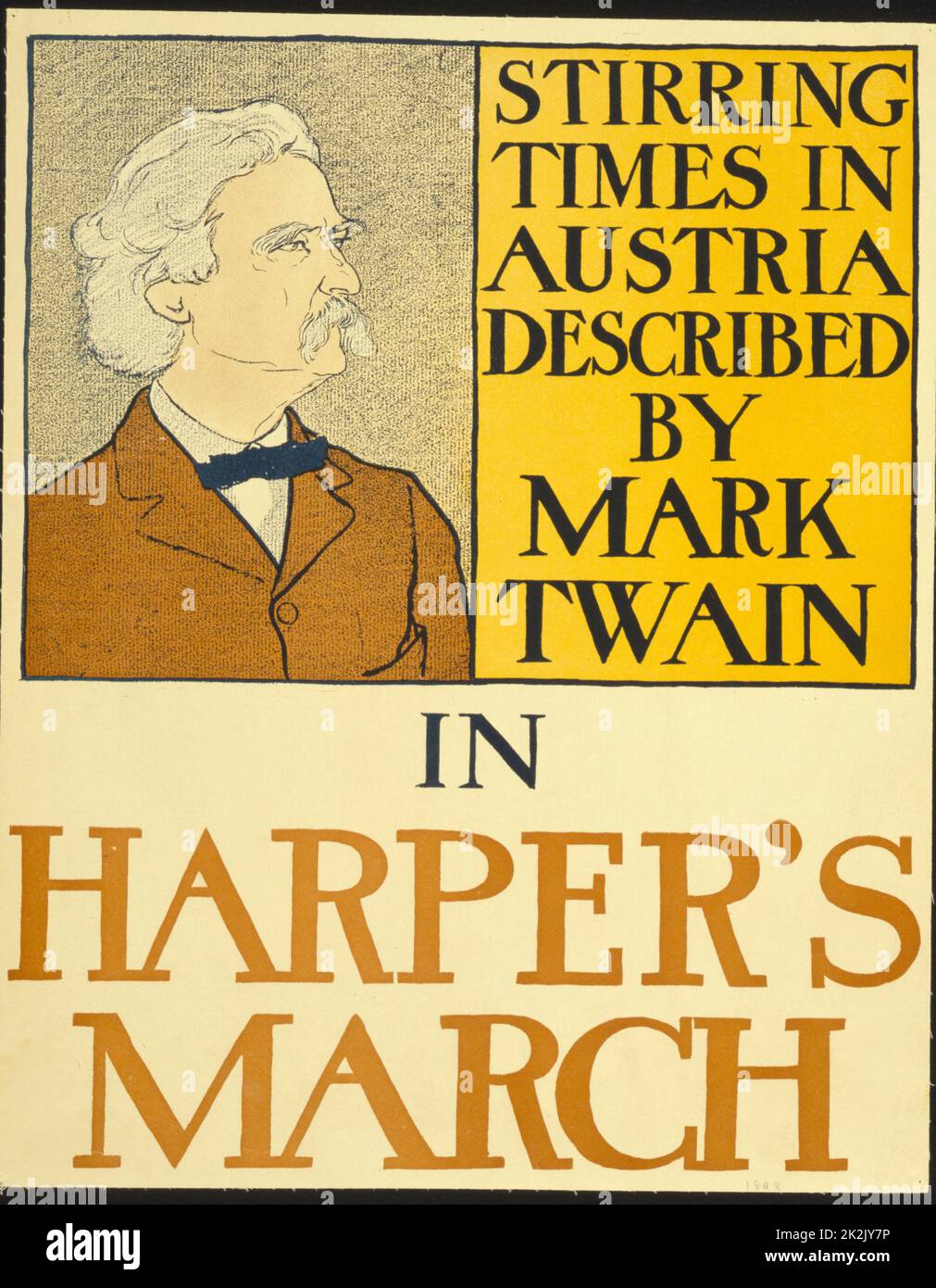Stirring times in Austria, described by Mark Twain in Harper's March 1898 issue. By Edward Penfield, 1866-1925, artist. Stock Photo