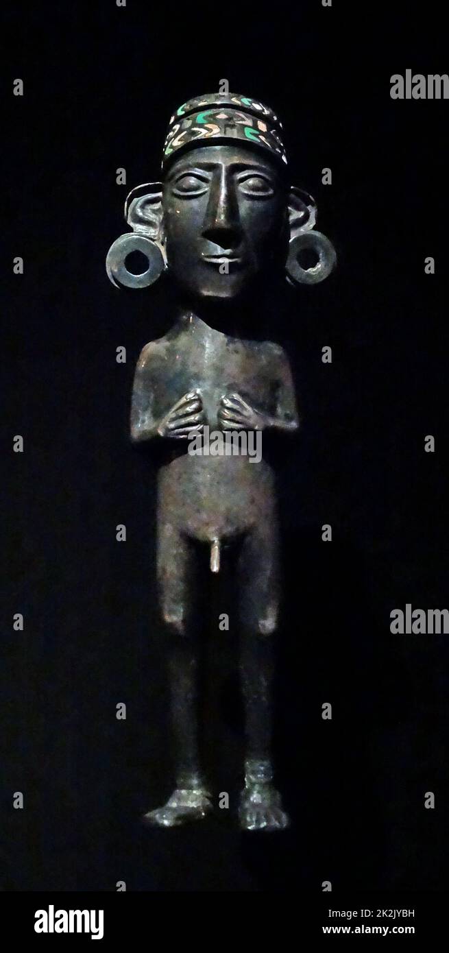 Inca silver figurine 1350-1532 AD, Peru or Bolivia Stock Photo