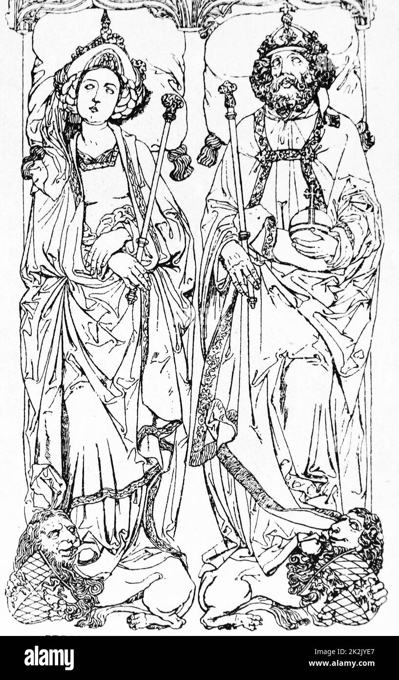 Illustration from the tomb of Emperor Henry II and his wife Kunigunde in the Cathedral of Bamberg Stock Photo