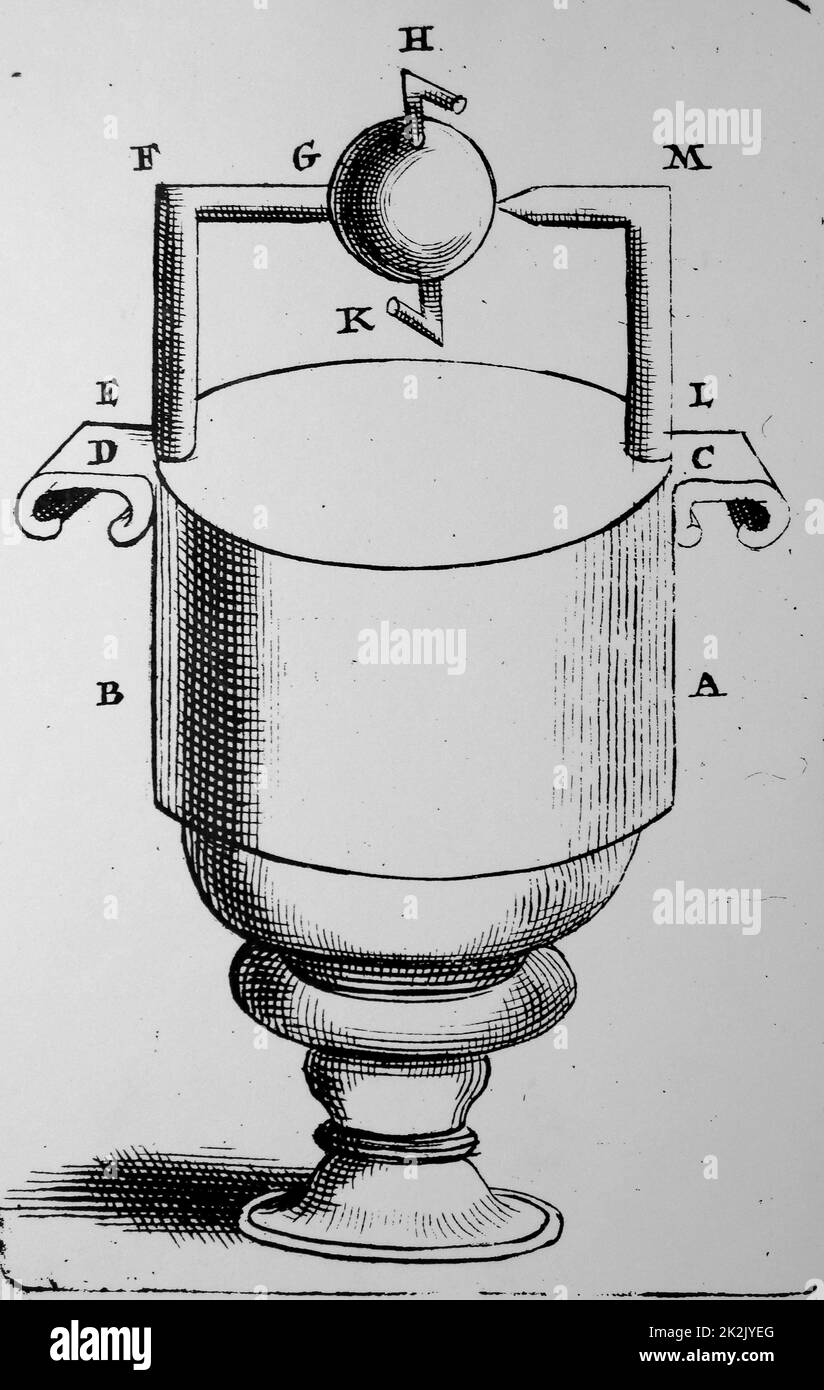 Hero's aeolipile. From Heronis Alexandrini Spiritalis Liber, Stock Photo