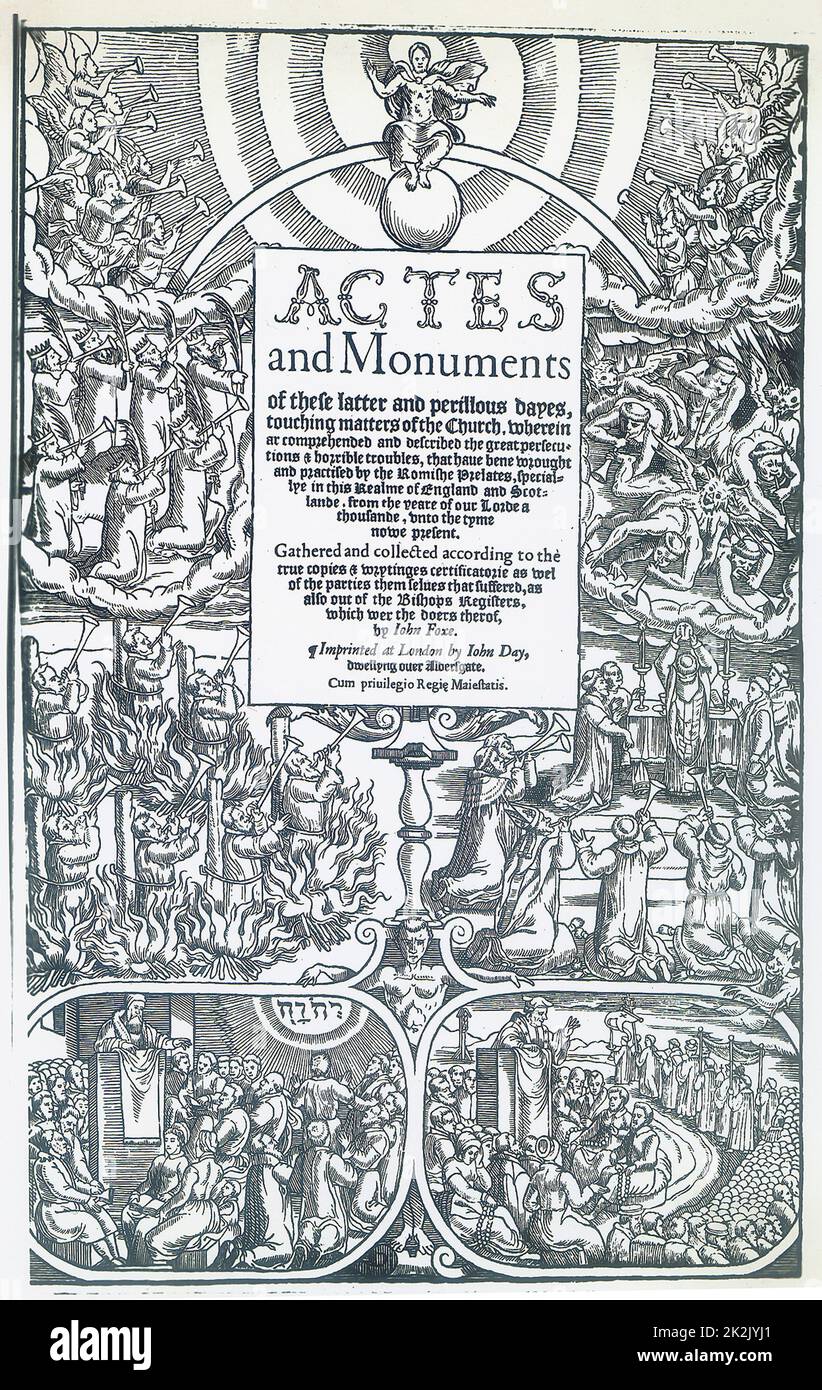 Title page of John Foxe's 'Book of Martyrs' : Actes and monuments of persecutions. Date: 1563 Stock Photo