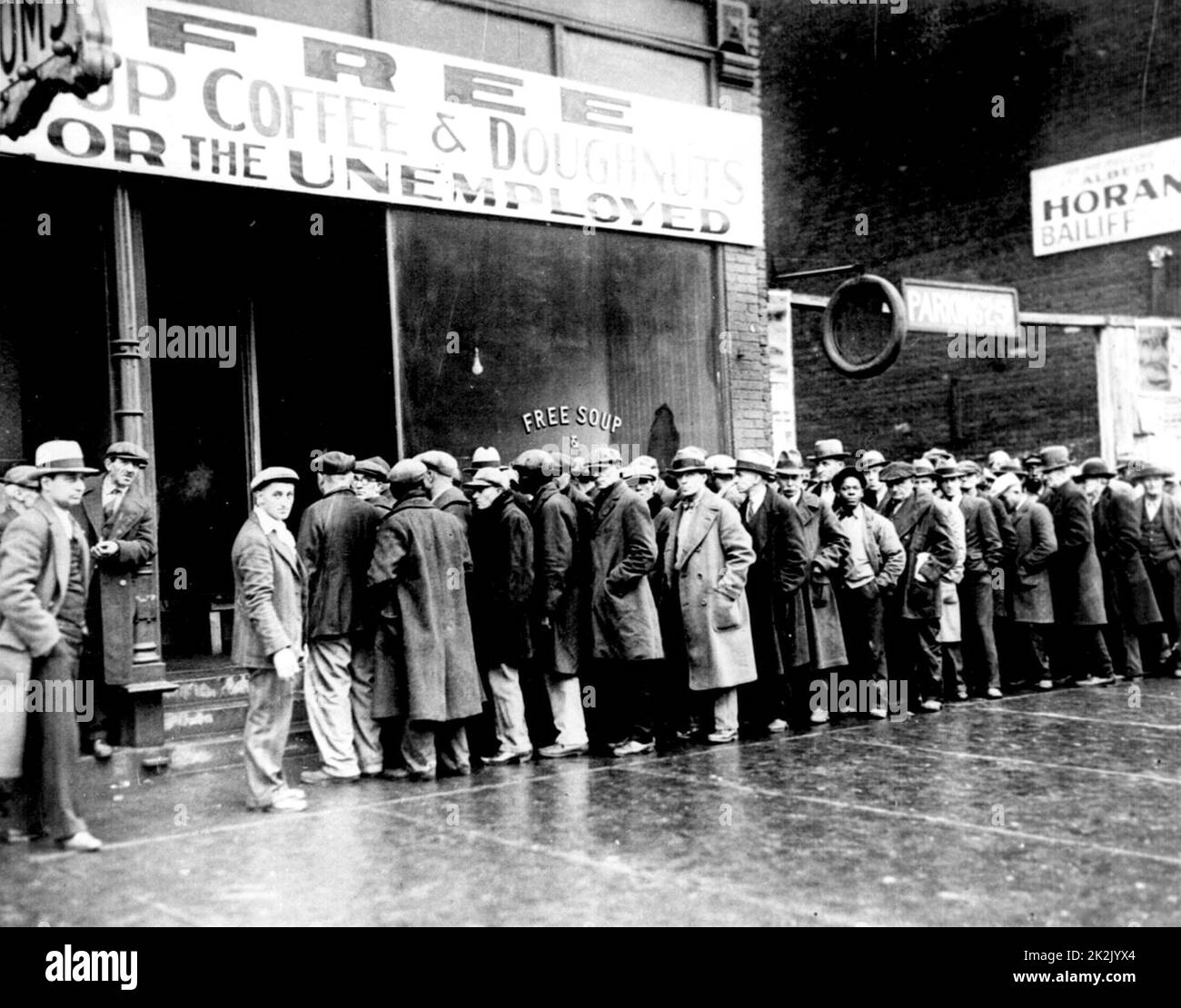 Soup Kitchen for unemployed in New York circa 1930 Stock Photo