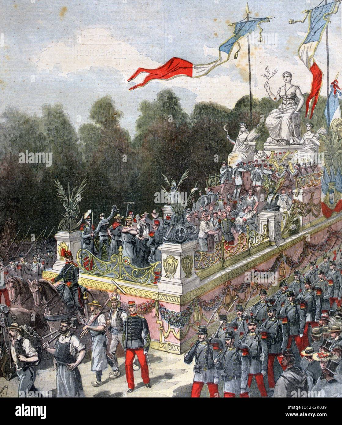 National Festival celebrating the centenary of the proclamation of the French Republic. Float of Concord and Peace in parade through Paris on 22 September. From 'Le Petit Journal, Paris, 24 September 1892. France, Nationalism Stock Photo