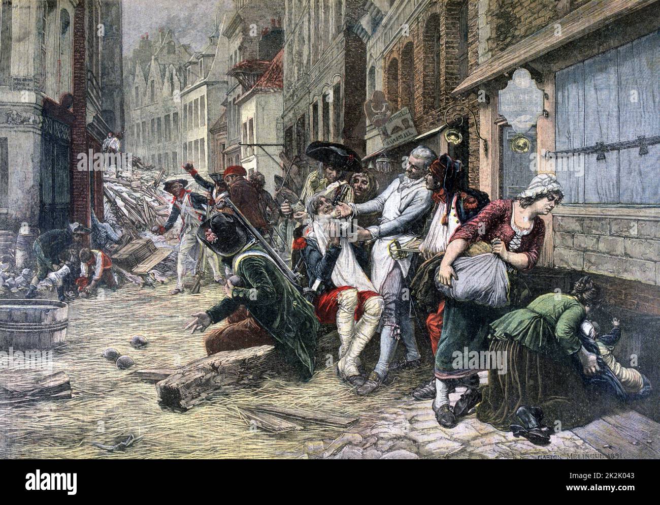Illustration commemorating the centenary of the failed Siege of Lille by the Austrians and the Prussians in 1792 during War of the First Coalition.    From 'Le Petit Journal', Paris, 15 October 1892.  France Stock Photo