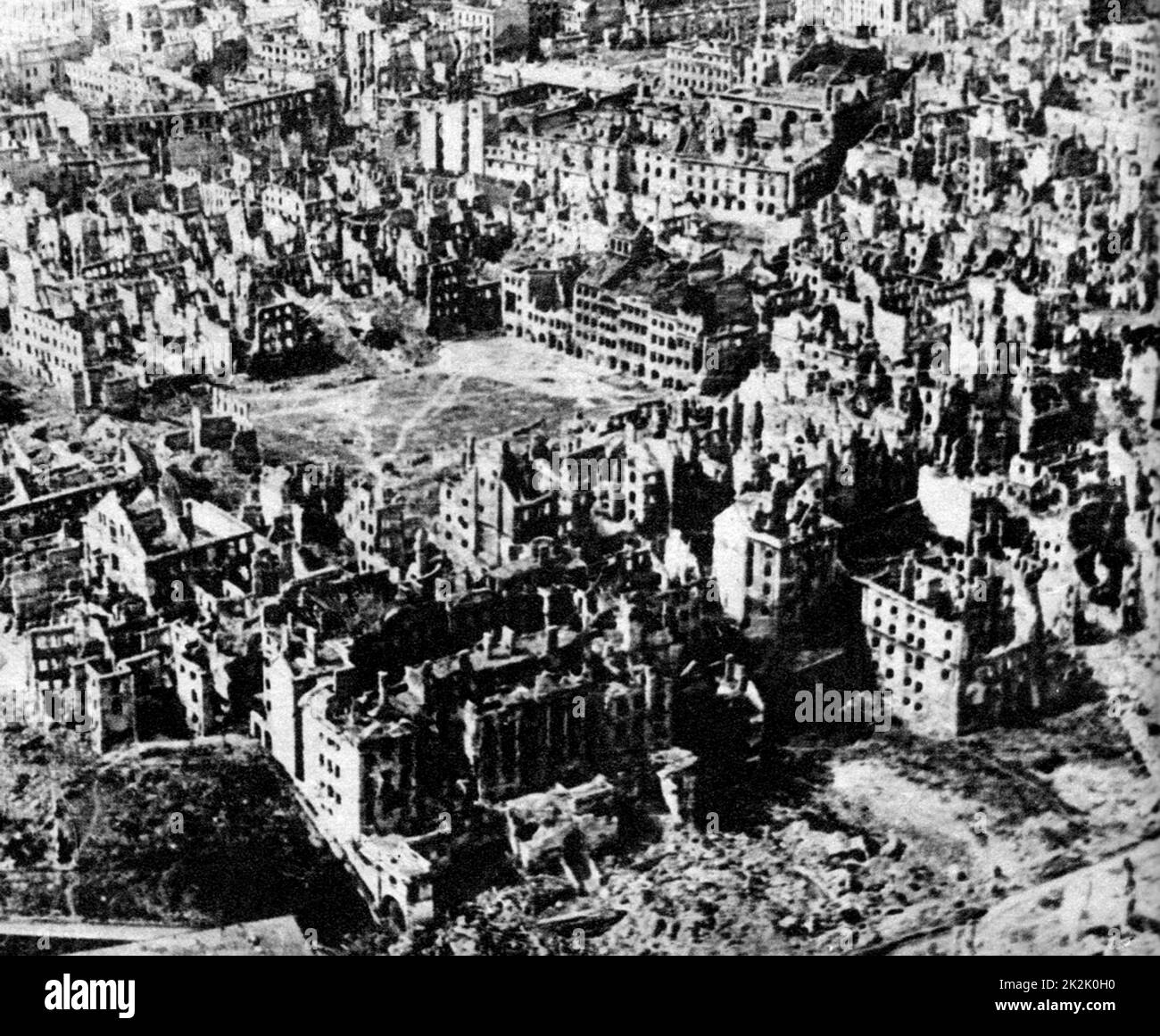 Destruction of Warsaw, capital of Poland, January 1945.World War II Stock Photo