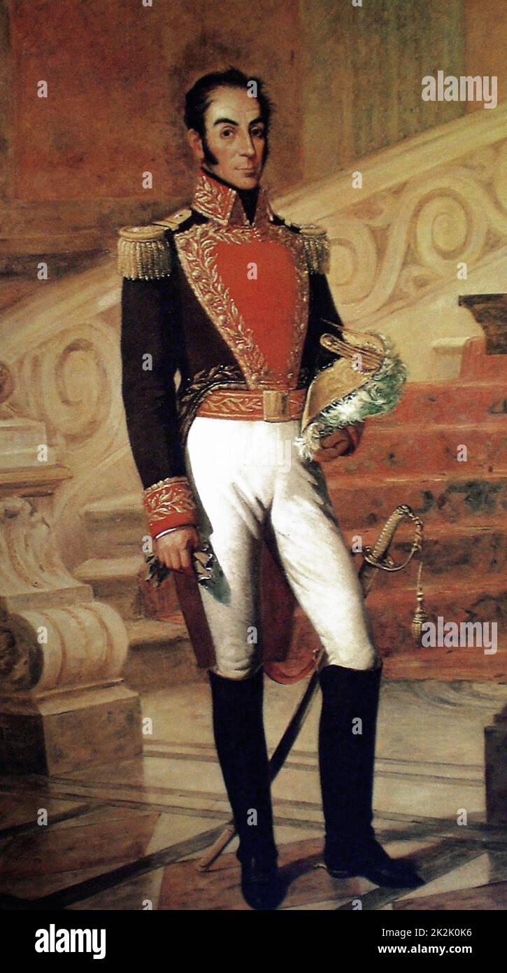 Simón Bolívar (1783 – 1830) Venezuelan political leader. Together with José de San Martín, he played a key role in Latin America's struggle for independence from Spain. Stock Photo