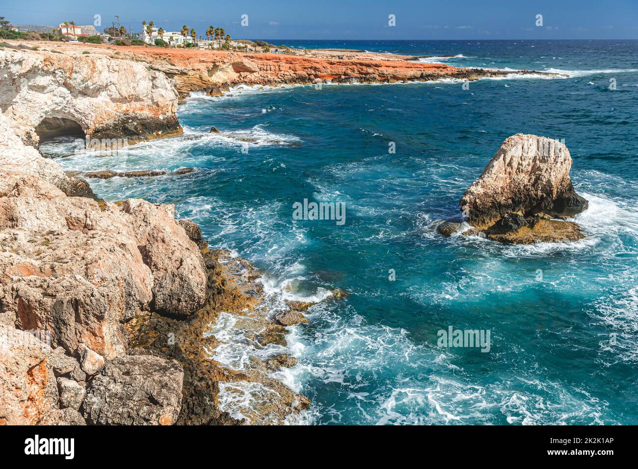 The rocky sea shore of Ayia Napa, Cyprus Stock Photo