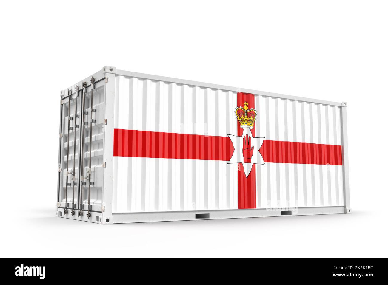 Realistic shipping cargo container textured with Flag of Northern