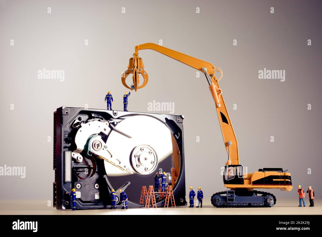 Repair of the dismantled hard drive Stock Photo