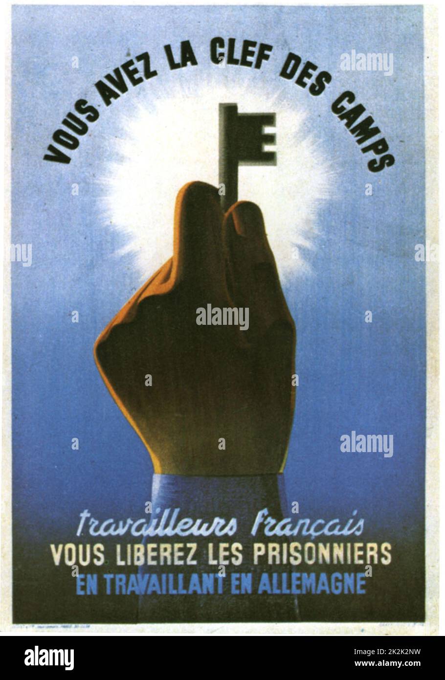 Propaganda poster for volunteer work in Germany 56 x 38 cm 1942 France - World War II Private collection Stock Photo