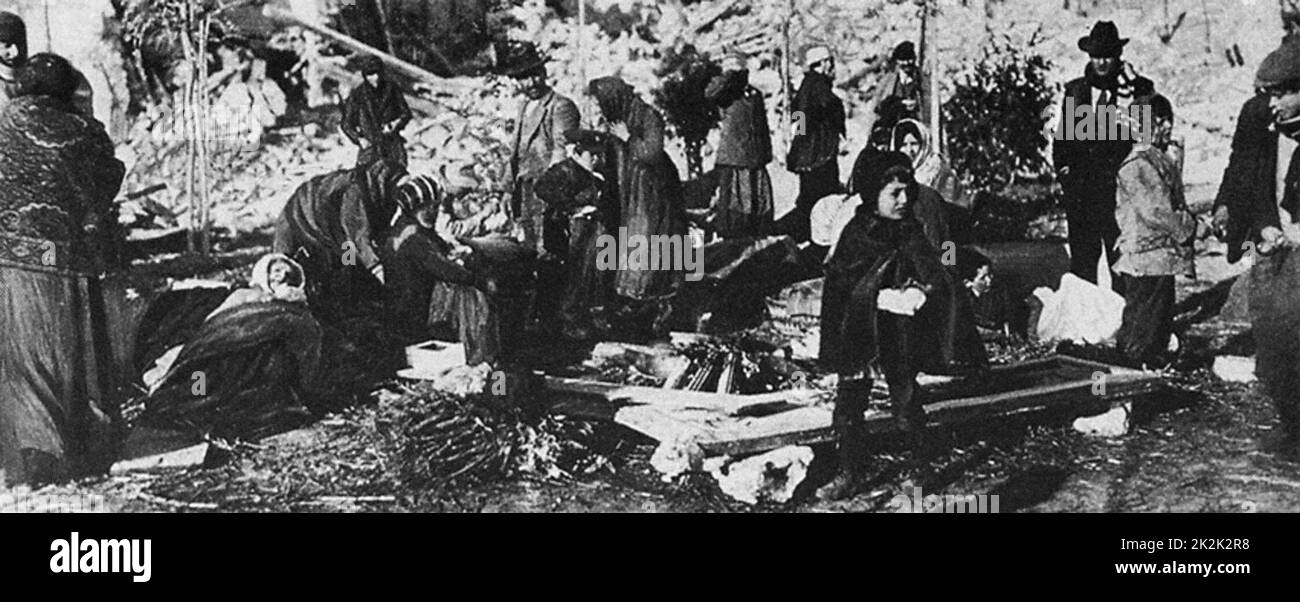 90% of the inhabitants of Avezzano perish in the 1915 earthquake Stock Photo