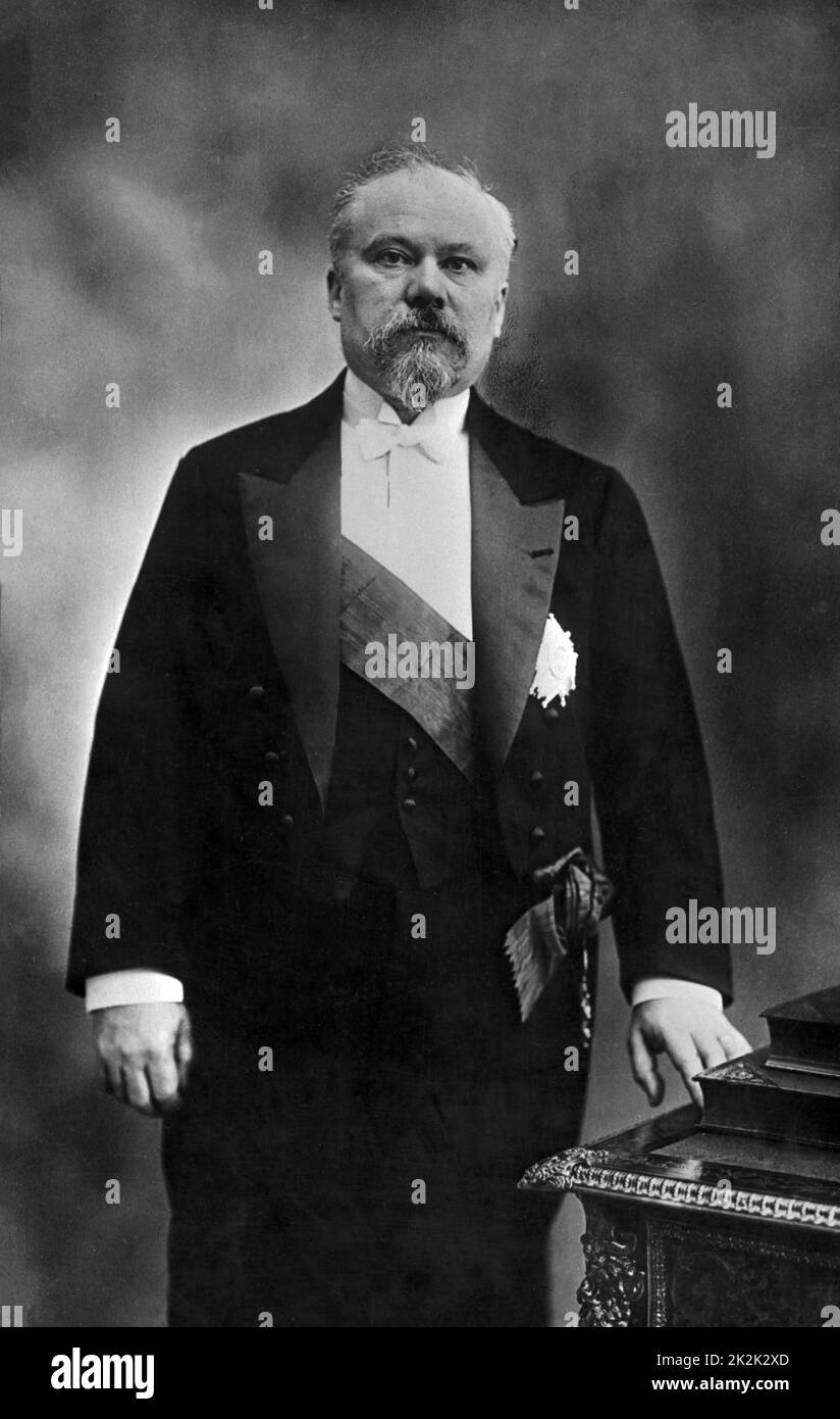 Official portrait of Raymond Poincaré after his election as President of the French Republic in February 1913. Stock Photo