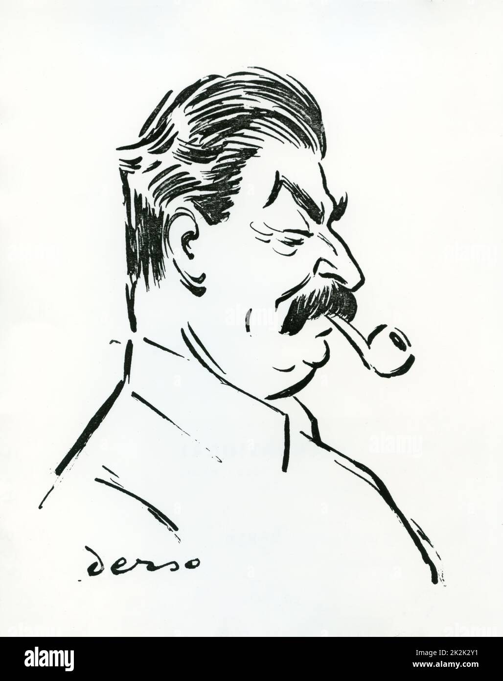 Soviet statesman Joseph Stalin caricatured by American cartoonist Alois Derso. Circa 1940 Stock Photo