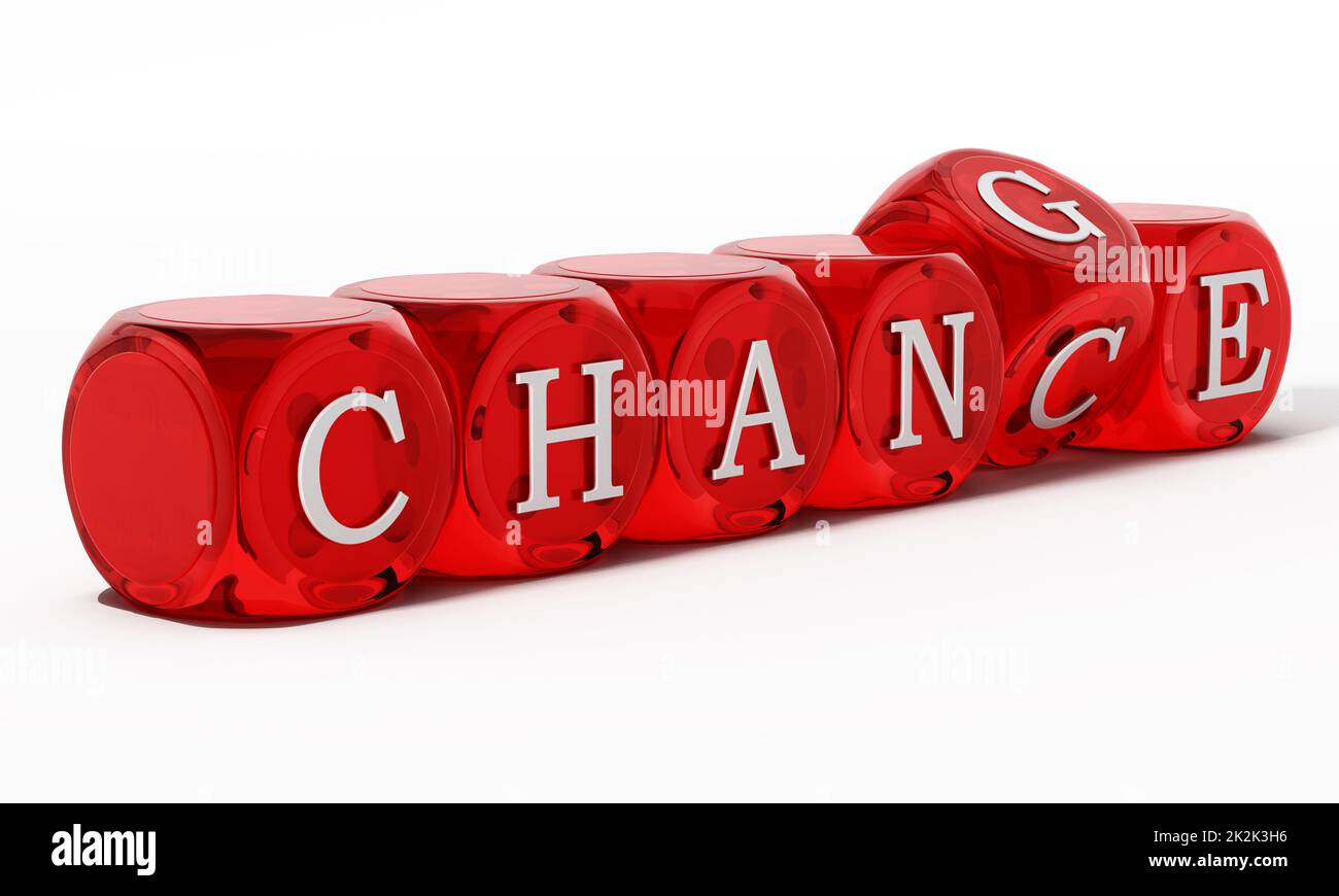 Chance word turning to change. 3D illustration Stock Photo Alamy