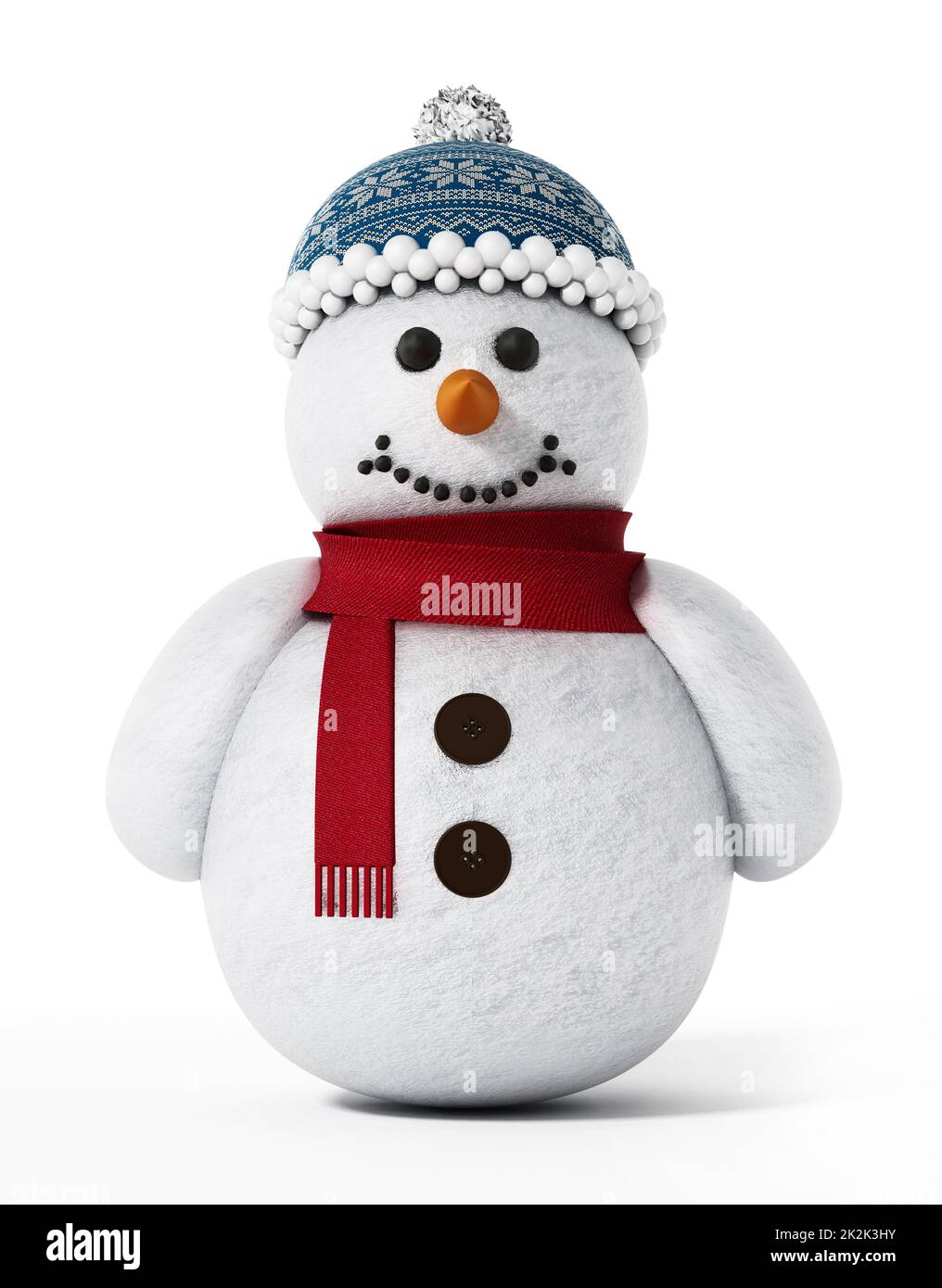 Snowman isolated on white background. 3D illustration Stock Photo - Alamy