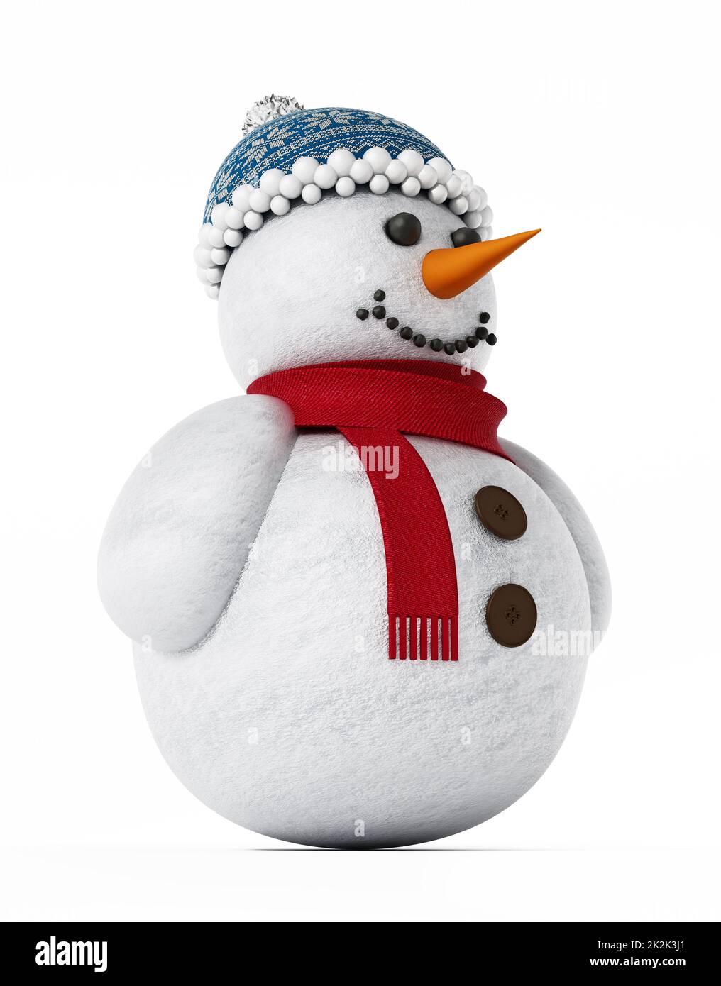 Snowman isolated on white background. 3D illustration Stock Photo - Alamy