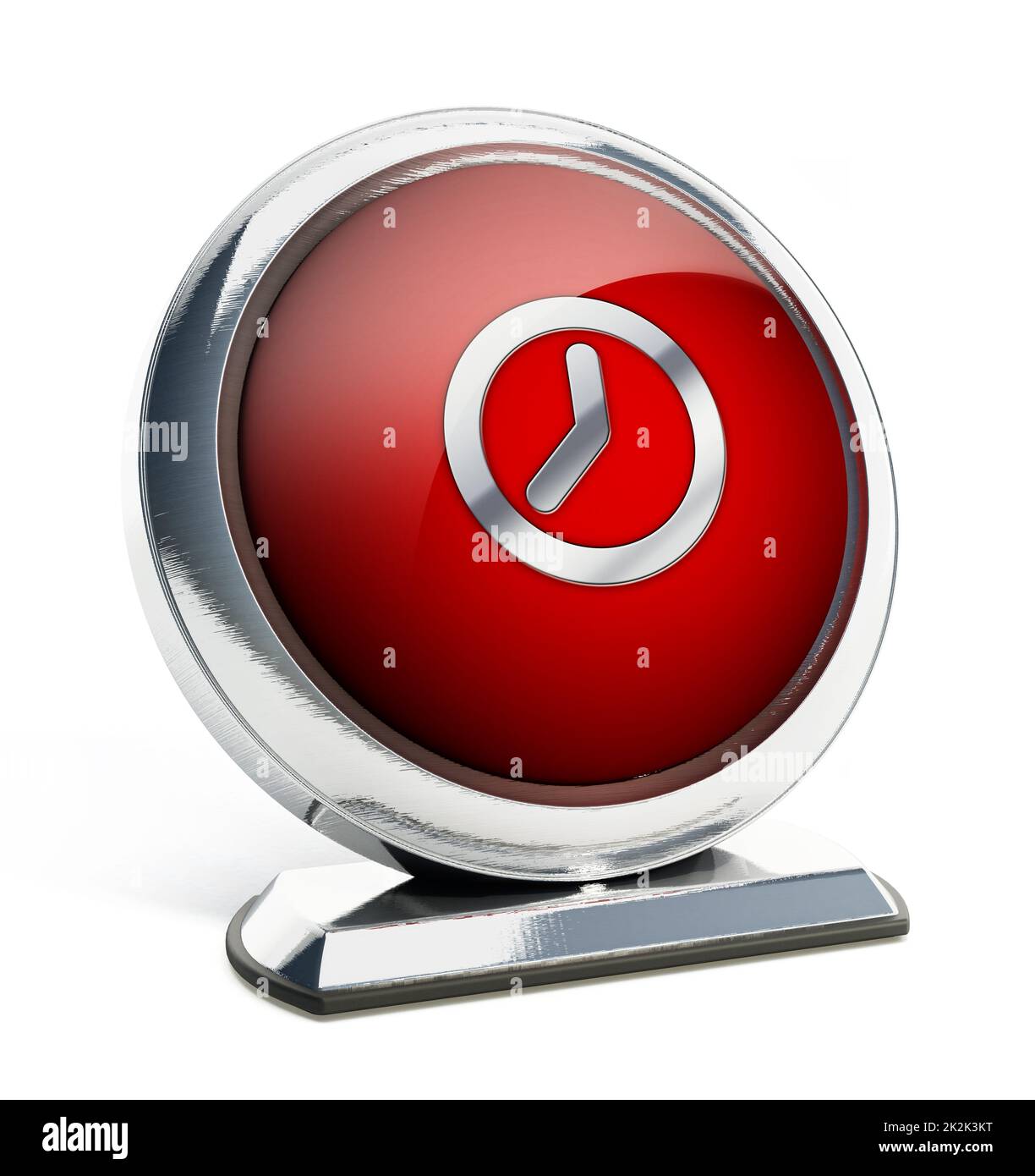Glossy red button with clock symbol. 3D illustration Stock Photo Alamy