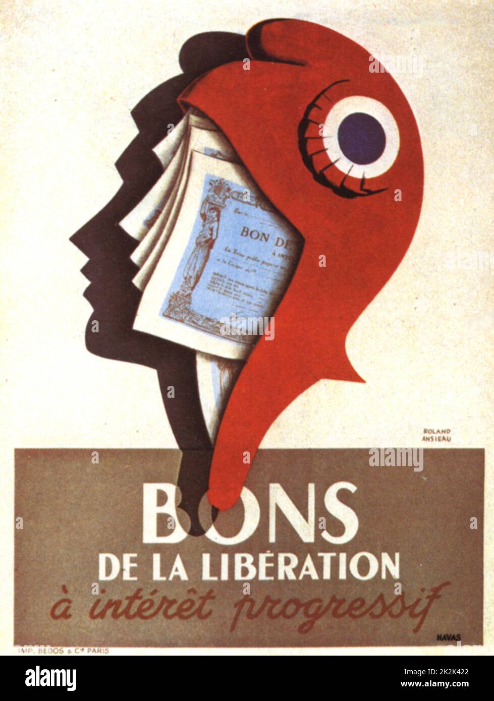 Poster for liberation coupons designed by Roland Ansieau 80 x 60 cm August 1945 France World