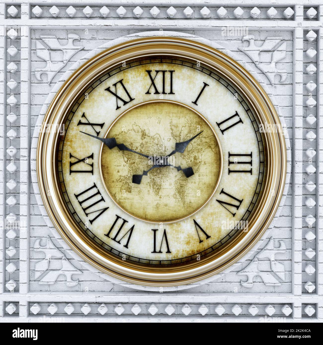 Antique clock. 3D illustration. Stock Photo