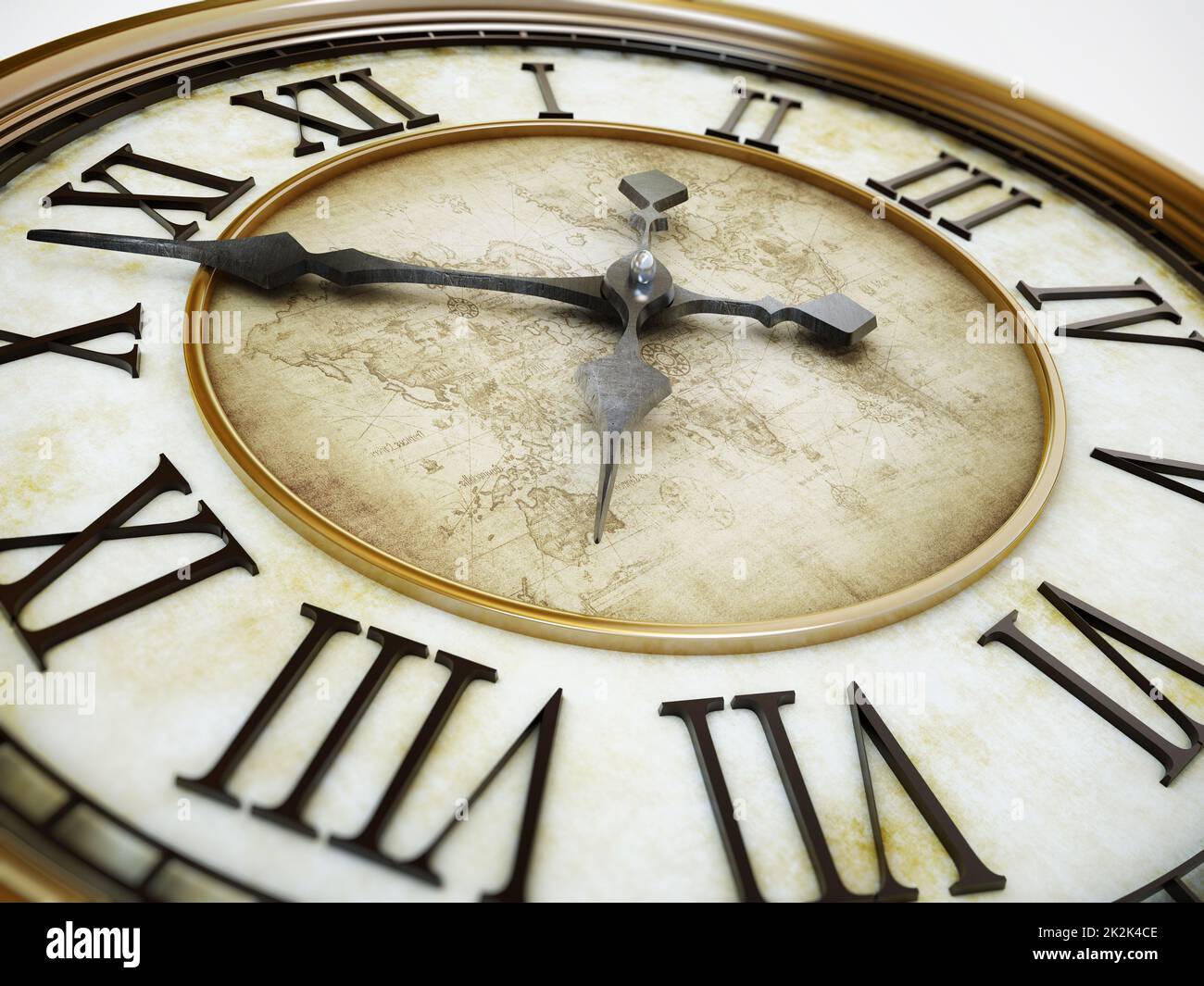 Antique clock. 3D illustration. Stock Photo