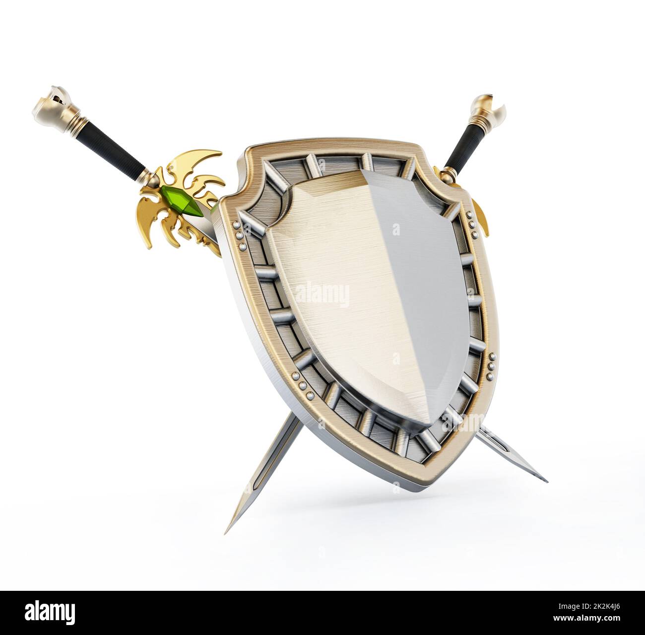 Crossed swords with a shield hi-res stock photography and images