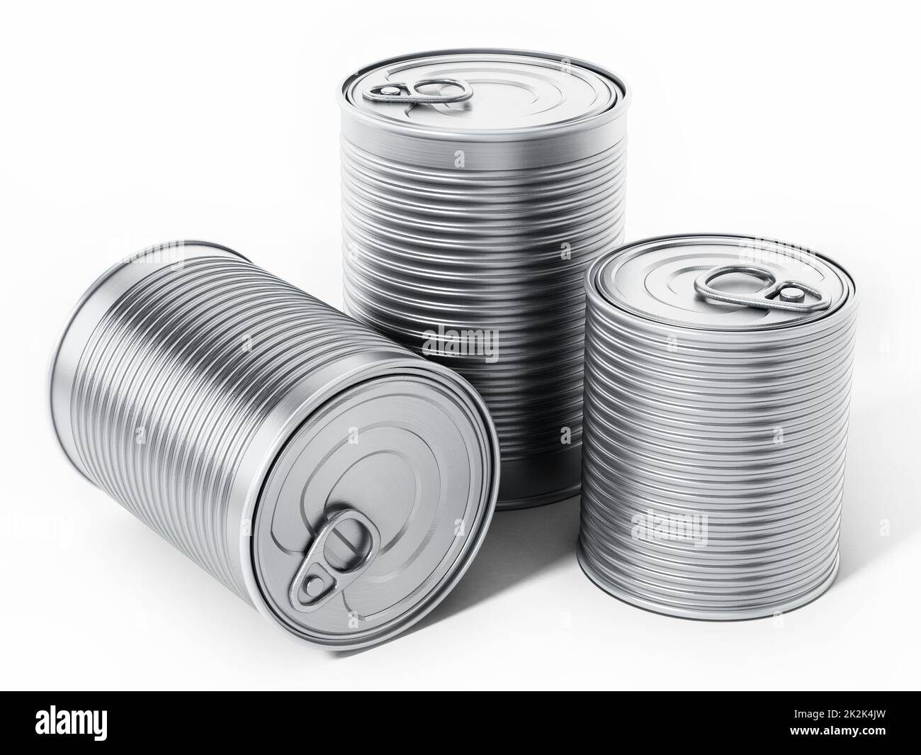 Tin cans isolated on white background. 3D illustration Stock Photo