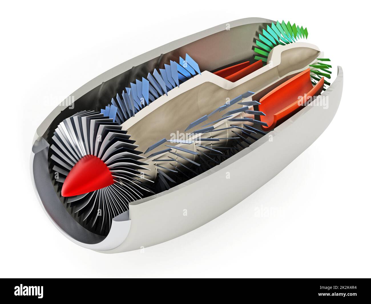 Jet engine cross section showing details 3D illustration Stock Photo