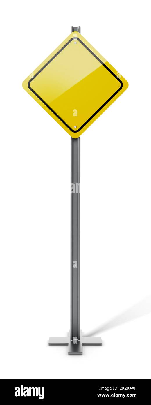 Yellow blank traffic sign isolated on white background. 3D illustration ...