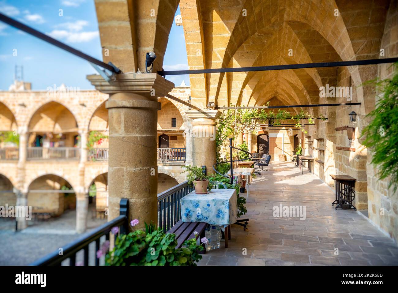 Caravanserai Buyuk Han (the Great Inn) Interior. Nicosia, Cyprus Stock Photo