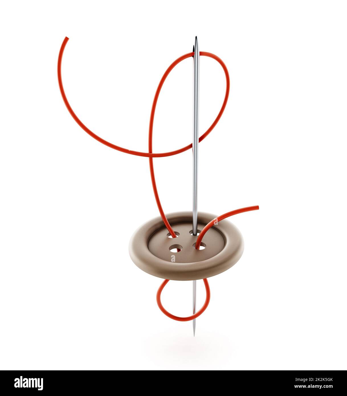 Sewing needle, rope and button. 3D illustration Stock Photo - Alamy