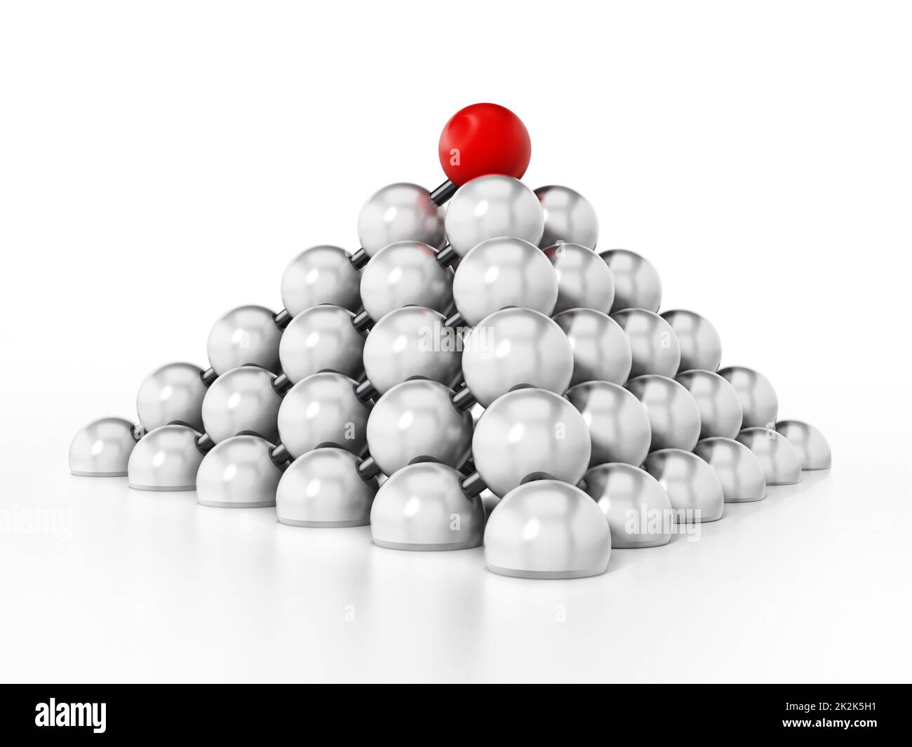 White spheres forming a pyramid shape. 3D illustration Stock Photo